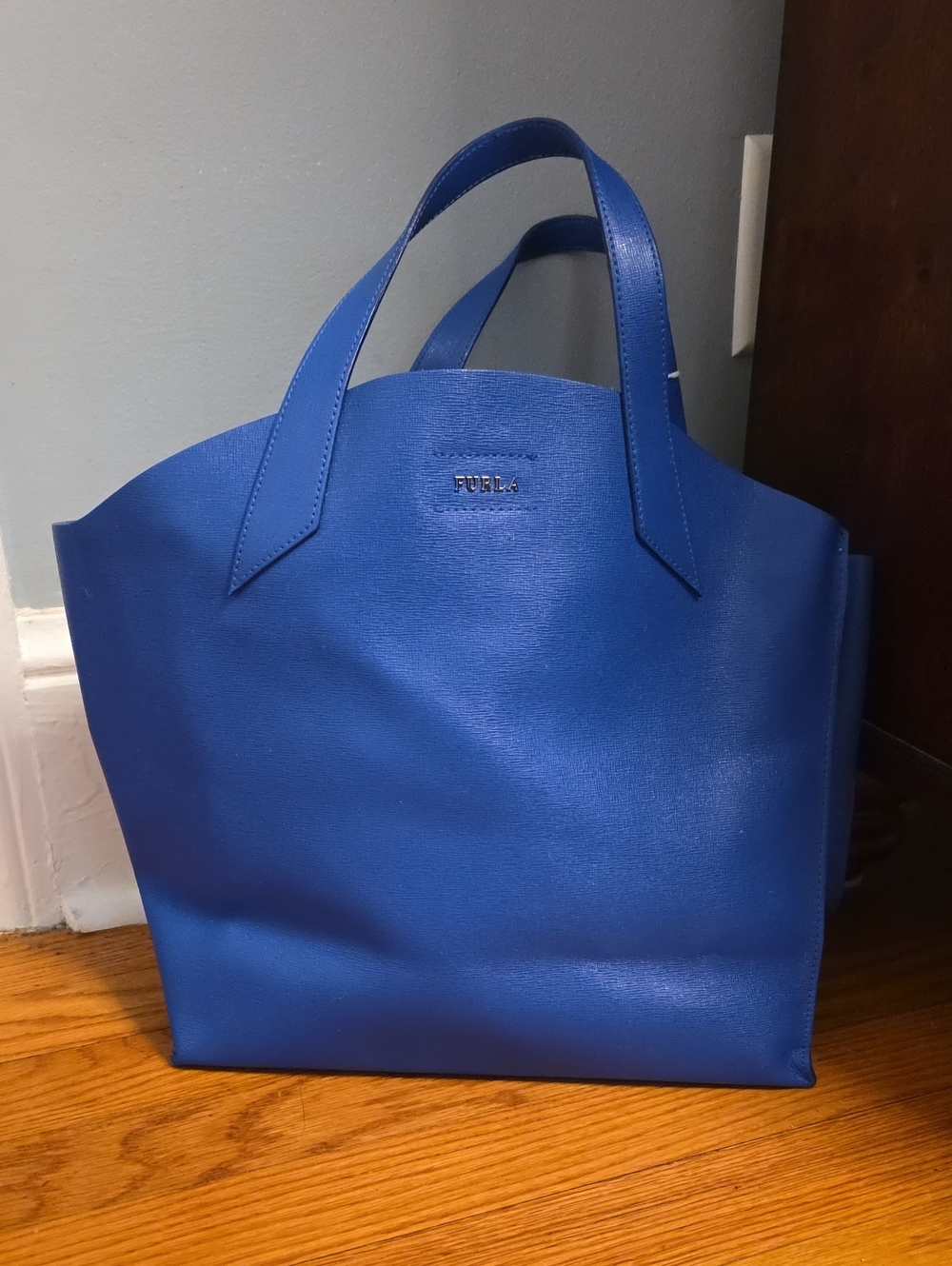 Furla Royal Blue Structured Leather Tote